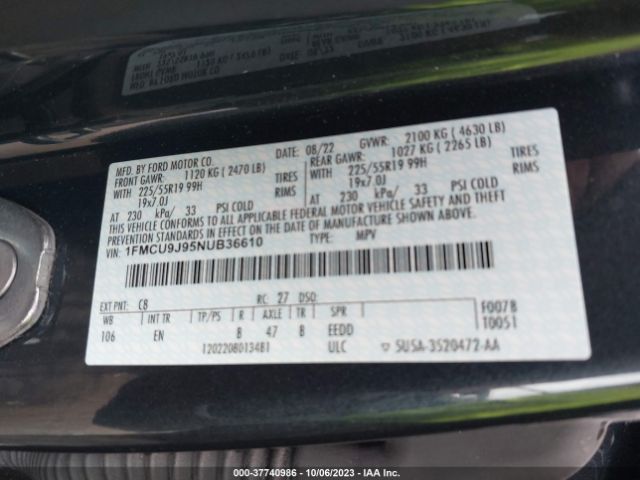 2022 FORD ESCAPE 1FMCU9J95NUB36610 Photo 8