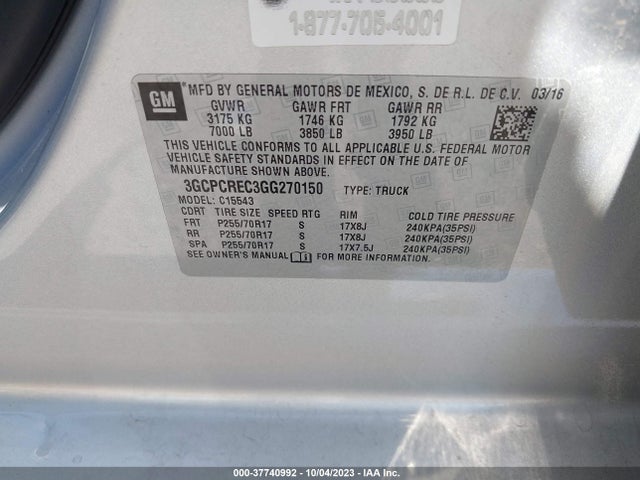 Chevrolet Silverado 1500 Lt 2016 3GCPCREC3GG270150 Image 9
