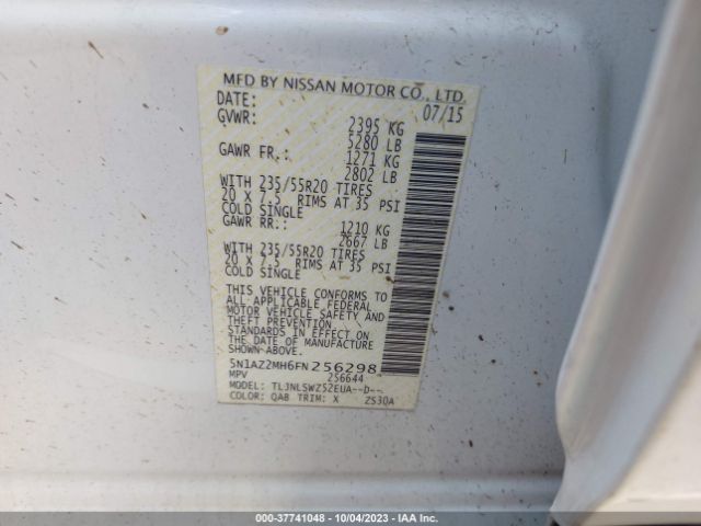 5N1AZ2MH6FN256298 Nissan Murano Platinum