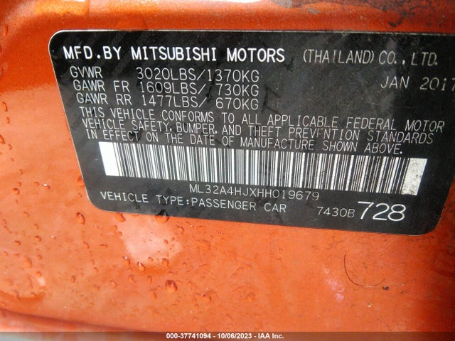 ML32A4HJXHH019679 Mitsubishi MIRAGE SE