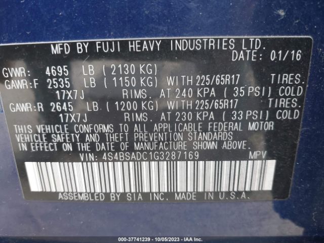 4S4BSADC1G3287169 Subaru Outback 2.5i Premium