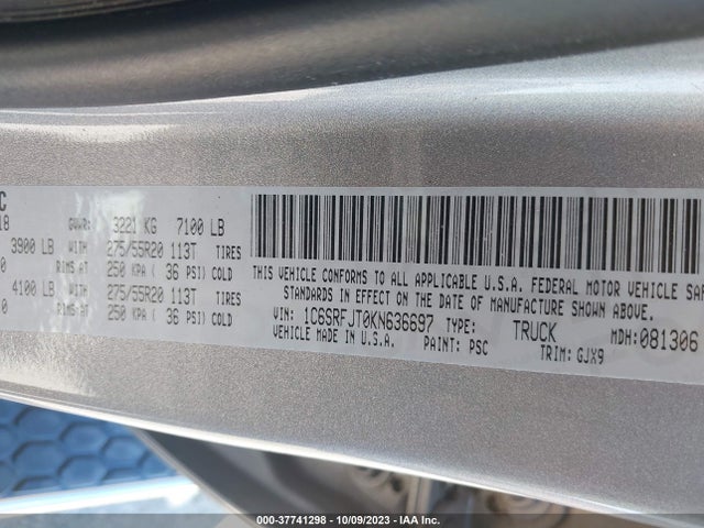 1C6SRFJT0KN636697 RAM 1500 Laramie