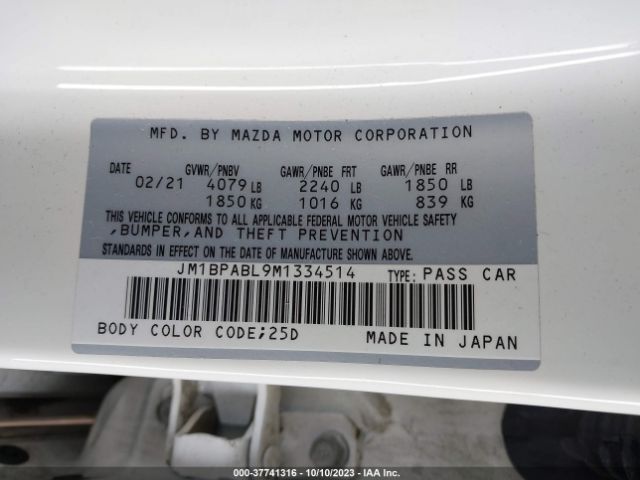 JM1BPABL9M1334514 Mazda Mazda3 Select