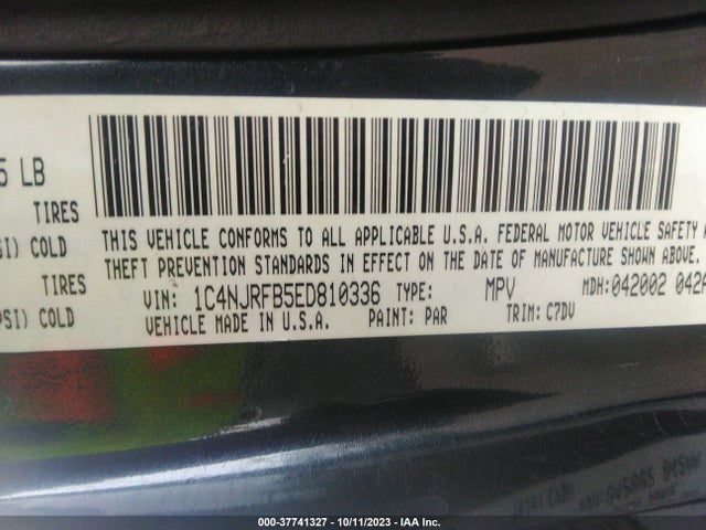2014 JEEP PATRIOT LATITUDE VIN: 1C4NJRFB5ED810336