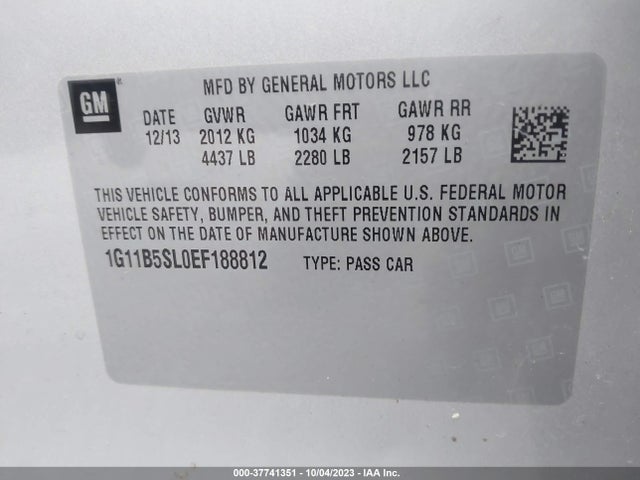 Chevrolet MALIBU LS 2014 1G11B5SL0EF188812 Image 9
