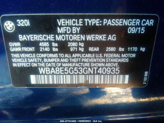 WBA8E5G53GNT40935 BMW 3 Series 320i Xdrive