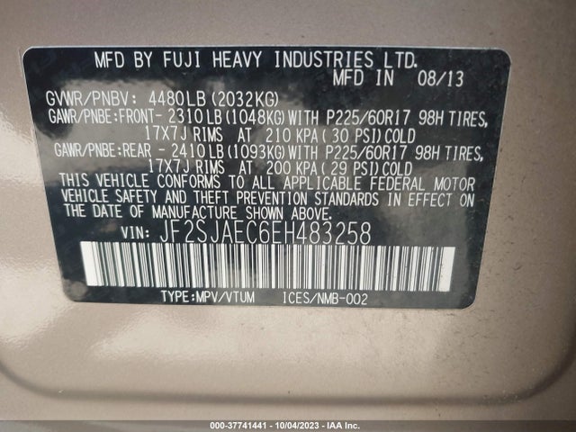 2014 SUBARU FORESTER JF2SJAEC6EH483258 Photo 8