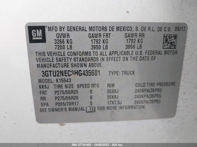 GMC Sierra 1500 Slt 2017 3GTU2NEC3HG435601 Image 9