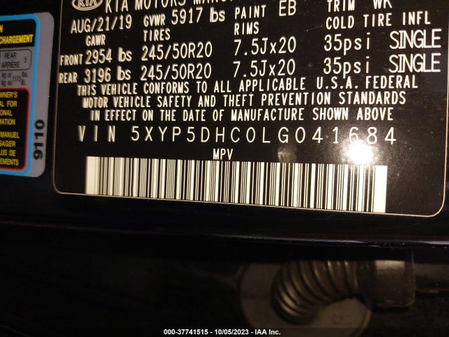 KIA Telluride Sx 2020 5XYP5DHC0LG041684 Image 9