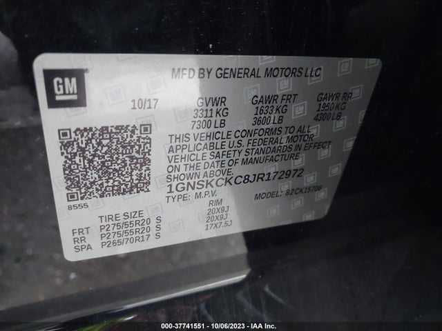 Chevrolet Tahoe Premier 2018 1GNSKCKC8JR172972 Image 9