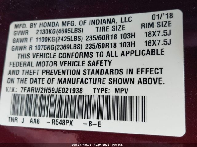 7FARW2H59JE021938 Honda CR-V EX