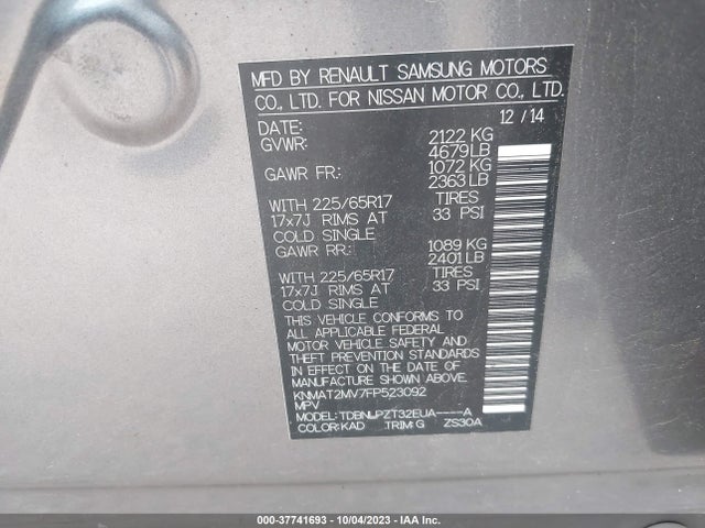 Nissan ROGUE S 2015 KNMAT2MV7FP523092 Image 9