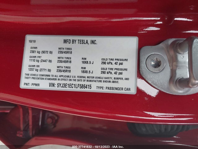 Tesla Model 3 Performance 2020 5YJ3E1EC1LF586415 Image 9