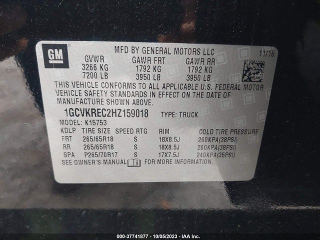 Chevrolet Silverado 1500 2lt 2017 1GCVKREC2HZ159018 Image 9