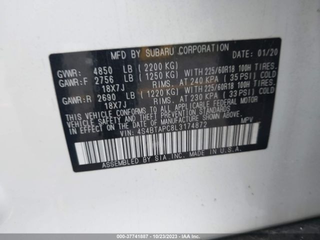 2020 SUBARU OUTBACK 4S4BTAPC8L3174872 Photo 8