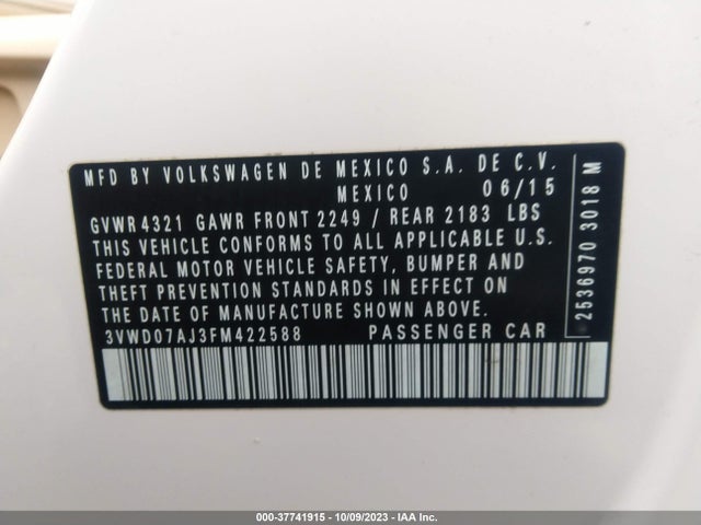 3VWD07AJ3FM422588 Volkswagen Jetta Sedan 1.8t Se W/connectivity