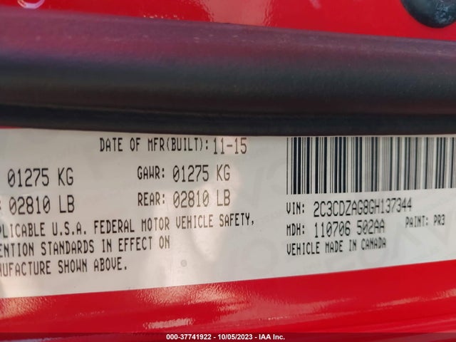 Dodge Challenger Sxt 2016 2C3CDZAG8GH137344 Image 9