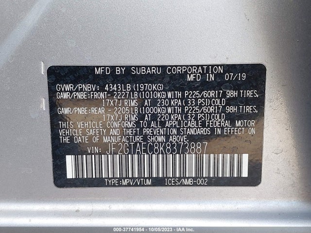 JF2GTAEC8K8373887 Subaru Crosstrek Premium