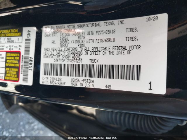 2021 TOYOTA TUNDRA 4WD 5TFAY5F17MX973299 Photo 8