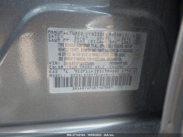 3N1AB7AP5KY429889 Nissan SENTRA SV