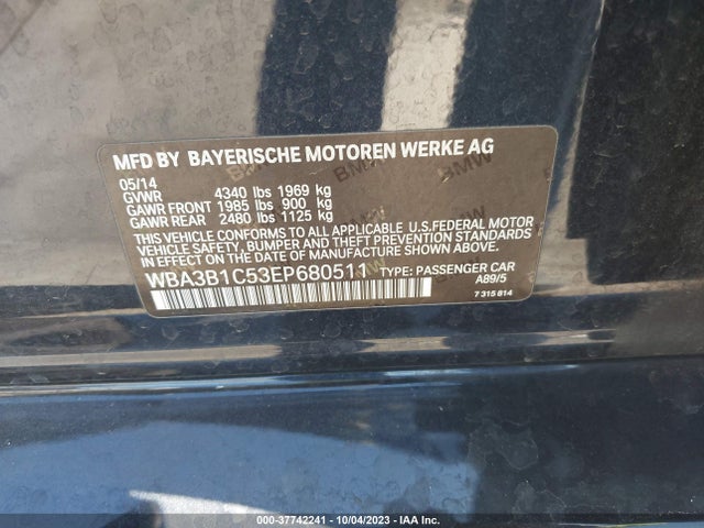 BMW 3 Series 320i 2014 WBA3B1C53EP680511 Image 9