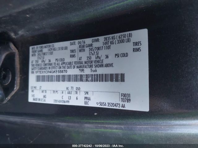 1FTEX1CP4GKE55870 Ford F-150 Xl/lariat/xlt