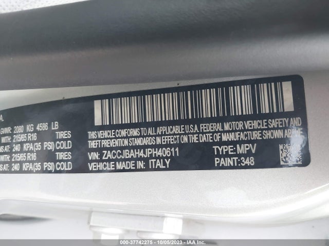 ZACCJBAH4JPH40611 Jeep Renegade Sport