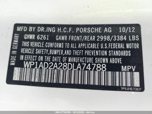 2013 PORSCHE CAYENNE WP1AD2A28DLA74788 Photo 8