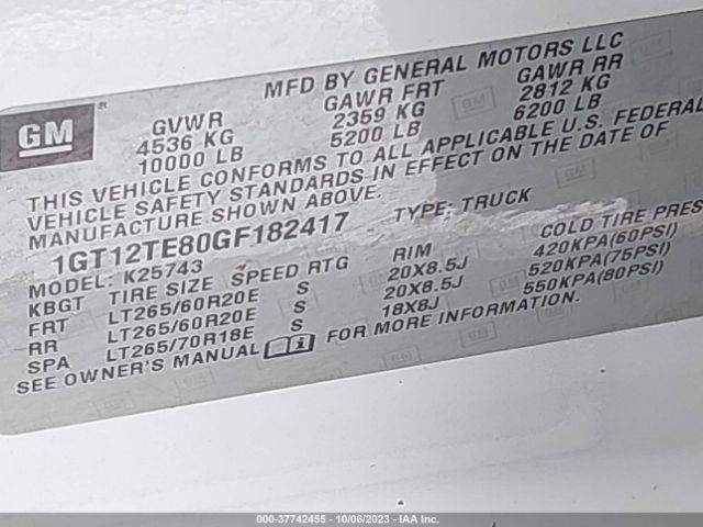 1GT12TE80GF182417 GMC Sierra 2500hd Slt
