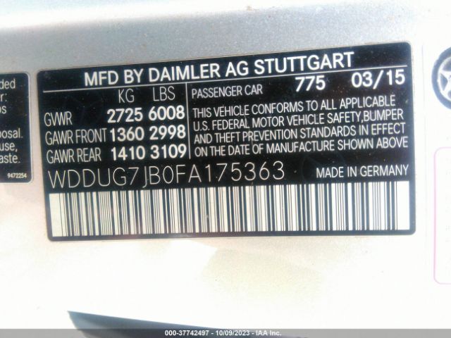 WDDUG7JB0FA175363 Mercedes-Benz S 63 Amg 4matic