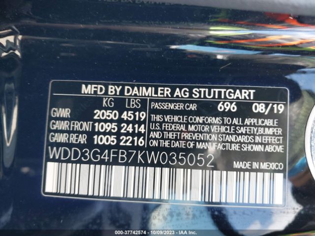 WDD3G4FB7KW035052 Mercedes-Benz A-class A 220