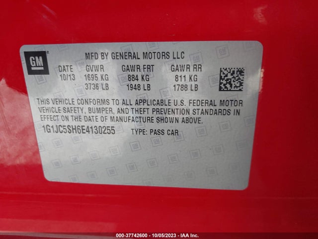 Chevrolet SONIC LT 2014 1G1JC5SH6E4130255 Image 9