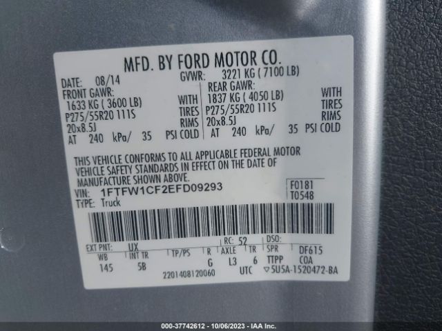 1FTFW1CF2EFD09293 Ford F-150 Xl/stx/xlt/fx2/lariat