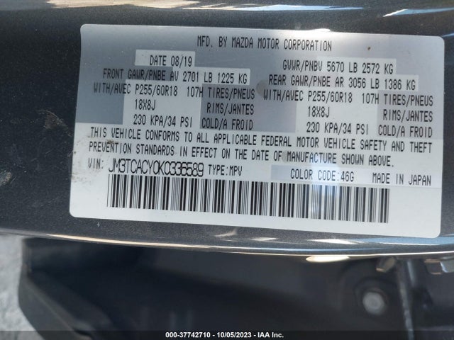 Mazda Cx-9 Touring 2019 JM3TCACY0K0336589 Image 9