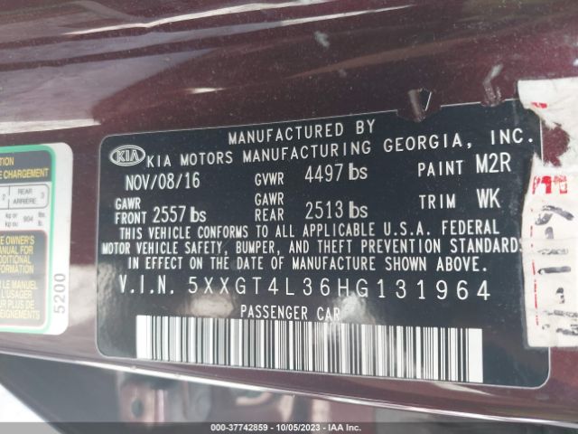 5XXGT4L36HG131964 KIA Optima Lx