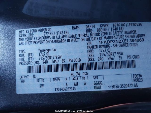 1FADP3N2XEL364060 Ford Focus Titanium