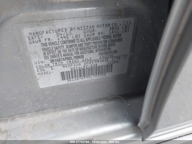 2013 NISSAN SENTRA SR VIN: 3N1AB7AP9DL709928
