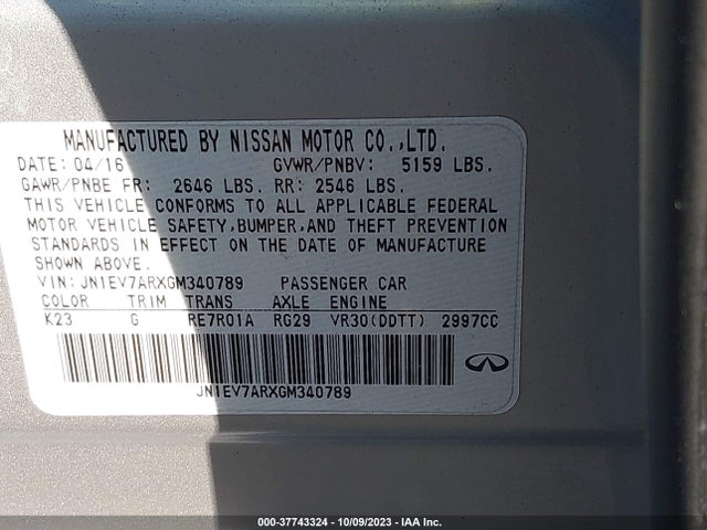 JN1EV7ARXGM340789 Infiniti Q50 3.0t Premium