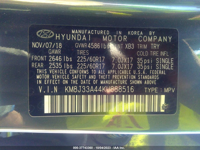 Hyundai Tucson Value 2019 KM8J33A44KU888516 Image 9