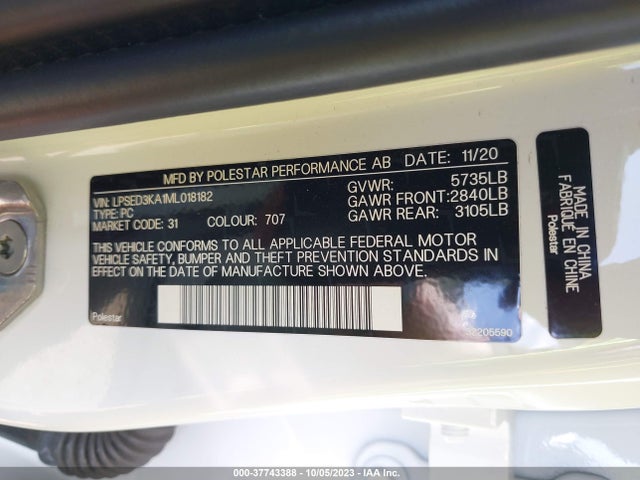 Polestar 2 Launch Edition 2021 LPSED3KA1ML018182 Image 9