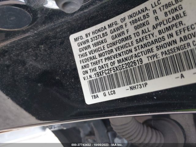 19XFC2F5XGE202619 Honda Civic Sedan Lx