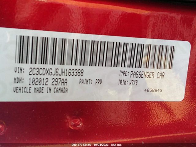 2C3CDXGJ6JH163388 Dodge Charger R/t Scat Pack