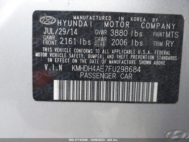 Hyundai ELANTRA SE 2015 KMHDH4AE7FU298684 Image 9