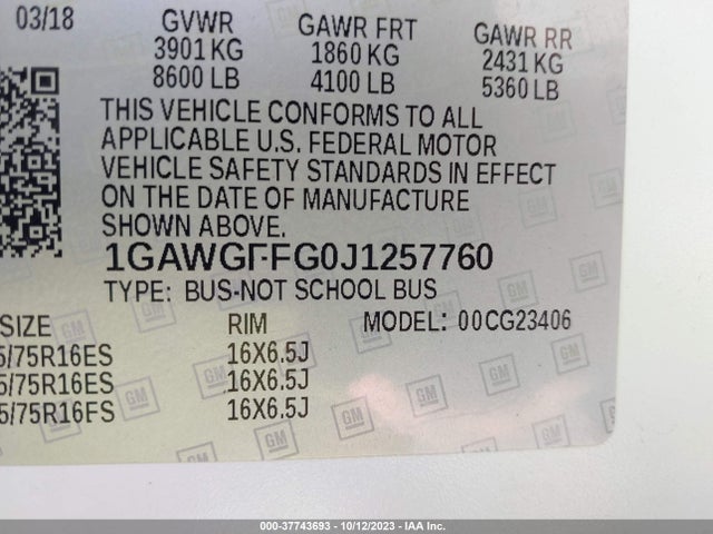 Chevrolet Express Passenger Lt 2018 1GAWGFFG0J1257760 Image 9