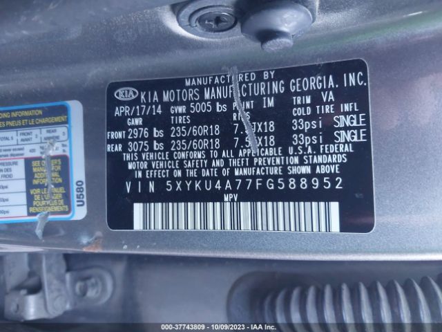 5XYKU4A77FG588952 KIA SORENTO EX