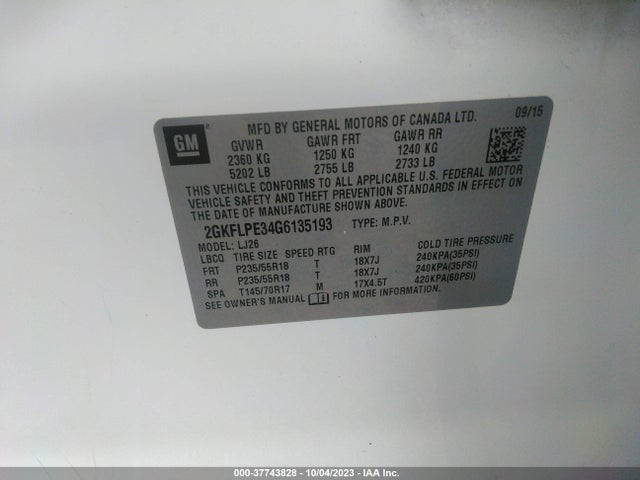 GMC Terrain Slt 2016 2GKFLPE34G6135193 Image 9