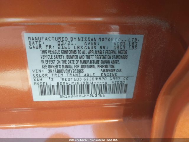 3N1AB8DV6MY263966 Nissan SENTRA SR