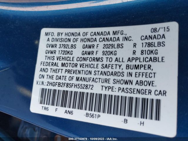 2HGFB2F85FH552872 Honda Civic Sedan Ex