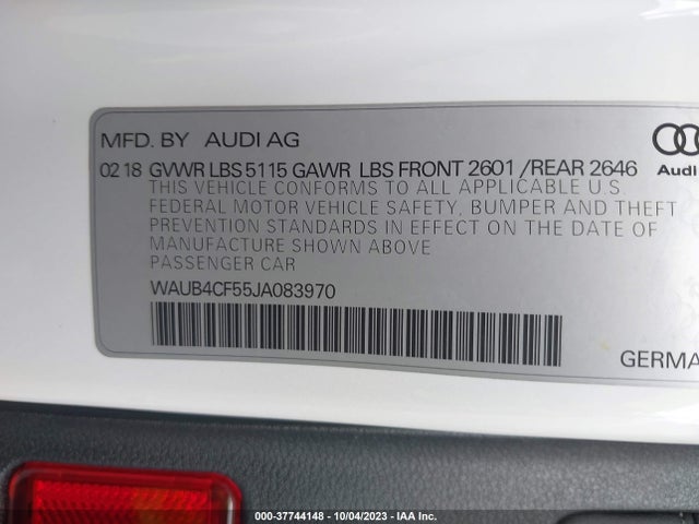 WAUB4CF55JA083970 Audi S5 Sportback Premium Plus