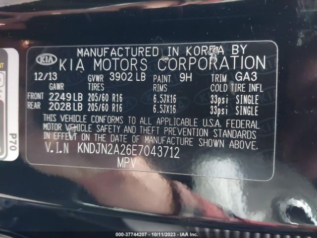 KNDJN2A26E7043712 KIA Soul Base